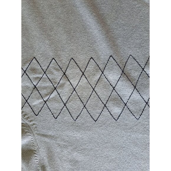 Tommy Hilfiger Crest XL Gray Crewneck Sweater Black Argyle Pattern Ribbed Men's - Picture 3 of 9